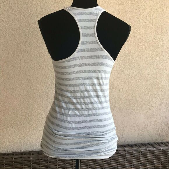 Zella‎ Womans Tank Top Size Small Gray Grey Striped Racerback Activewear Workout - Picture 2 of 4